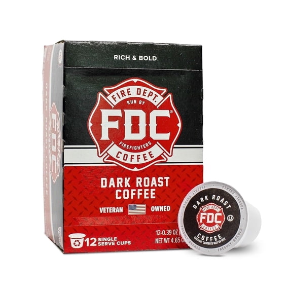 Fire Department Coffee Original Dark Roast Premium K-Cup Coffee Pods, 12 Pack