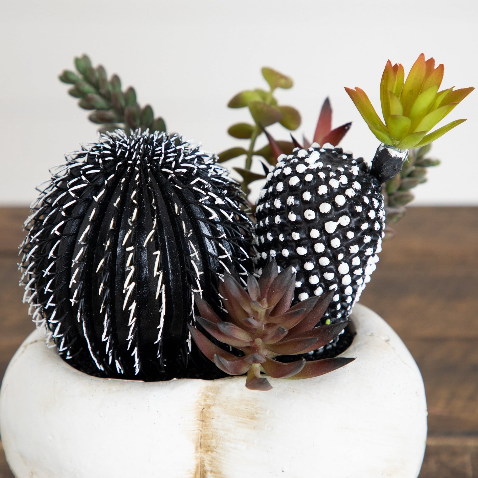 8in. Artificial Halloween Succulent Garden in Double Skull Planter