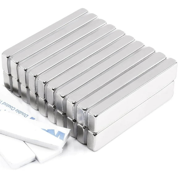 Qianglong 20Pack Powerful Strong Neodymium Magnets Bars Heavy Duty, Rectangular Permanent Rare Earth Magnets, for Kitchen Lockers Craft Tool Storage, 1.96 x 0.39 x 0.19 in