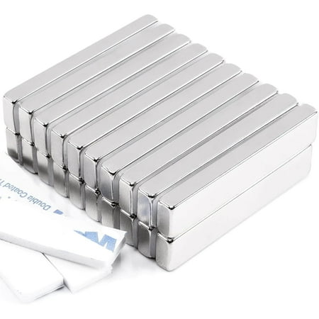 Qianglong 20Pack Powerful Strong Neodymium Magnets Bars Heavy Duty, Rectangular Permanent Rare Earth Magnets, for Kitchen Lockers Craft Tool Storage, 1.96 x 0.39 x 0.19 in