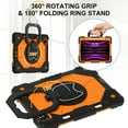 thumbnail image 4 of Shockproof Case for Apple iPad Pro 11 M4 2024, Build in Pencil Holder Rotating Stand Shoulder Strap Bumper Shockproof Rugged Kids Friendly Case Cover for iPad Pro 11 Inch M4 2024, Orange, 4 of 8