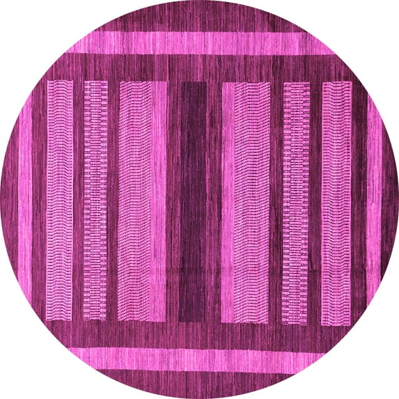 Ahgly Company Indoor Round Abstract Pink Modern Area Rugs, 5' Round