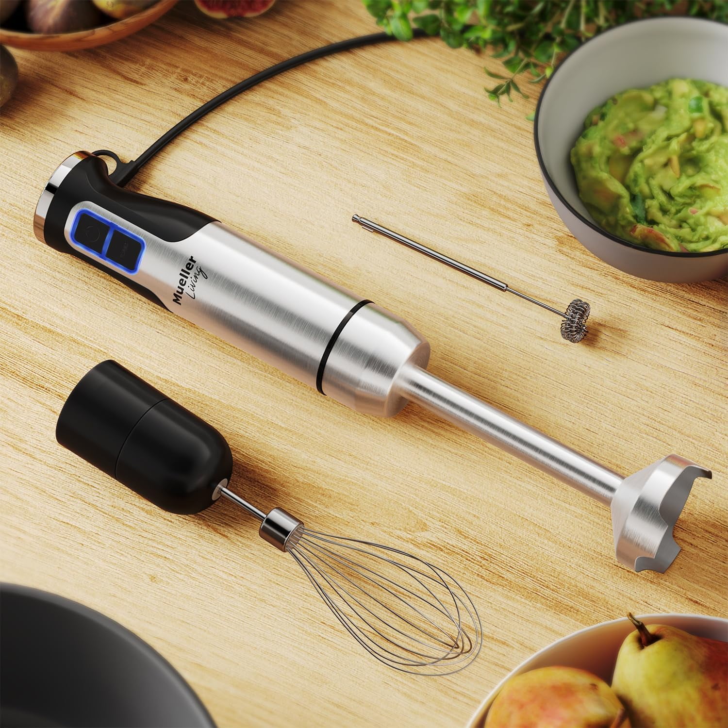 Mueller Hand Blender, 500W, 9-Speed, Immersion Blender with Whisk