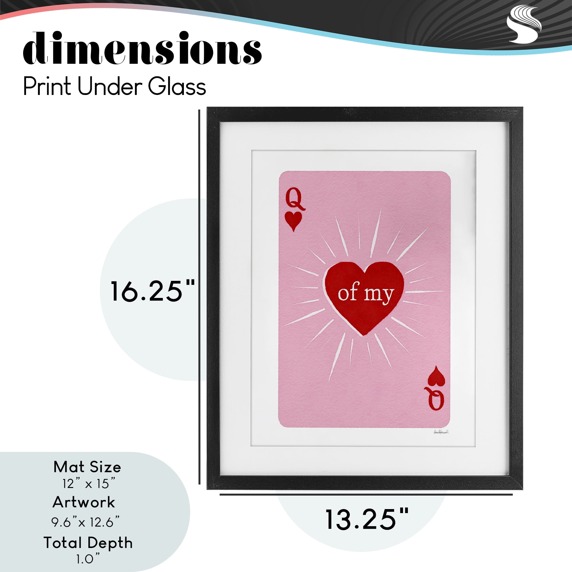Queen Of My Heart Card Black Framed Print Under Glass, design by Amanda Greenwood