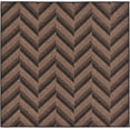 thumbnail image 1 of Unique Loom Modern Collection Chevron Transitional Indoor and Outdoor Flatweave Square Rug, 6 Feet, Brown/Black, 1 of 2