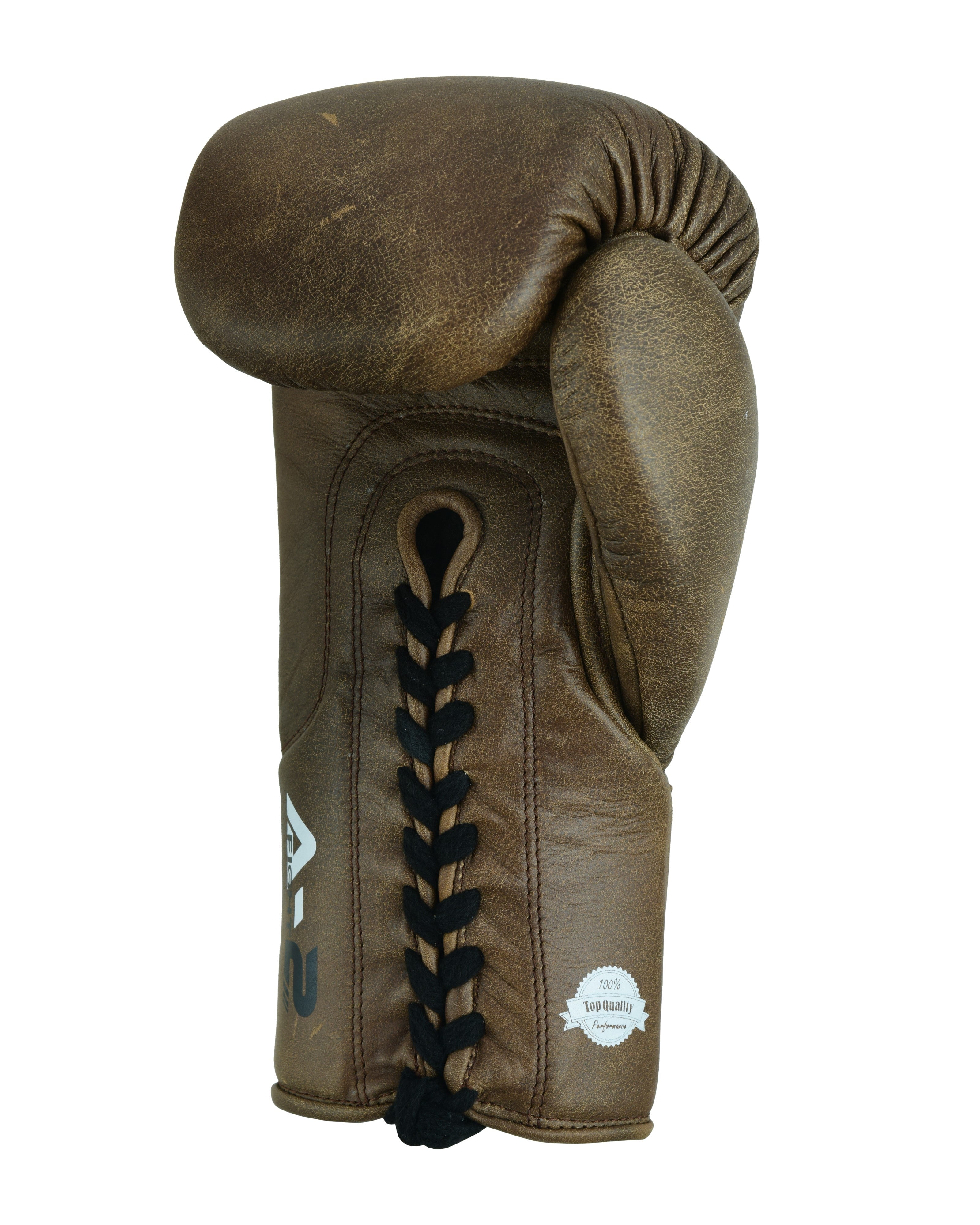 Fadi Sports A2 Lace-Up Boxing Gloves, for Training & Sparring, Cowhide Leather, Vintage Brown color - 14 oz