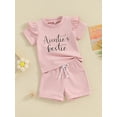 thumbnail image 2 of Bagilaanoe 2pcs Toddler Baby Girl Shorts Set Short Sleeve Letter Print T Shirt Tops + Shorts 6M 12M 18M 24M 3T Kids Casual Summer Clothes, 2 of 8