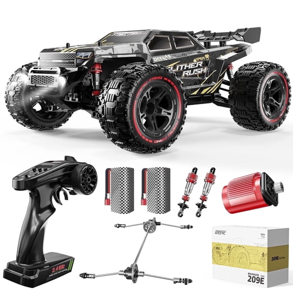 DEERC 209E 1:10 Fast Brushless RC Car for Adults & Boys, 60  KMH High Speed 4WD Off-Road Remote Control Truck with 2 x 3S Batteries & Extra Swing Arms, Hobby Grade Racing Car, RC Crawler Gift
