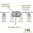 thumbnail image 4 of Hamilton Hills 28"" Classical Polished Chrome Vanity Light | 2700K LED Bulbs Included, 4 of 6