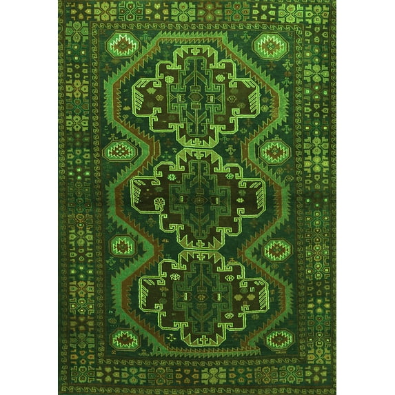Ahgly Company Indoor Rectangle Persian Green Traditional Area Rugs, 6' x 9'