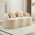thumbnail image 5 of SOULART 66.93" Loveseat Sofa, Beige Curved Cream Couch with Round Armrest, Compression Design with 2 Pillows, No Assembly Required for Small Spaces, 5 of 11