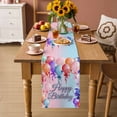 thumbnail image 2 of Happy Birthday Table Runner - 108 Inch Long Colorful Balloons Bow Gradient Modern Blue Cotton and Linen Blended Dress Scarves Farmhouse Table Runner for Kitchen Dining, Coffee Table, 13" x 108", 2 of 8