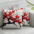 thumbnail image 3 of Acheng  Flower Pillow Cover Set of 2,Red Flower Oriental Style Painting Plum Blossom in Double Sided Square Pillow Cases Pillowcase Sofa Cushion 24x24in, 3 of 7