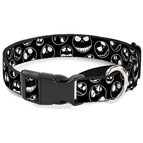 Buckle-Down MGC-WDY322-L Martingale Dog Collar-Jack Outline Expressions Scattered Black White