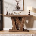 thumbnail image 6 of Fnova 55" Farmhouse Console Table, Skinny Wood Sofa Table with X-Shaped Base, for Entryway, Living Room, Hallway & Behind Couch, Easy Assembly, 6 of 15