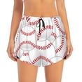 thumbnail image 2 of Gukieu Baseballs Print Women's Sports Shorts with Drawstring Elastic Waistband for Running, Yoga, Fitness-X-Large, 2 of 7