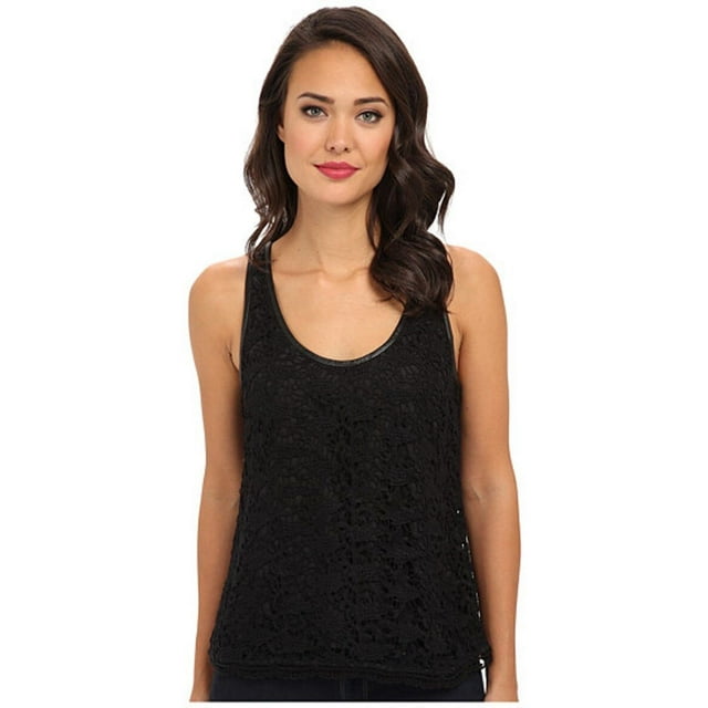 $248 JOIE Débardeur Dos Nageur en Dentelle Noire CINA CAVIAR Floral Coton S