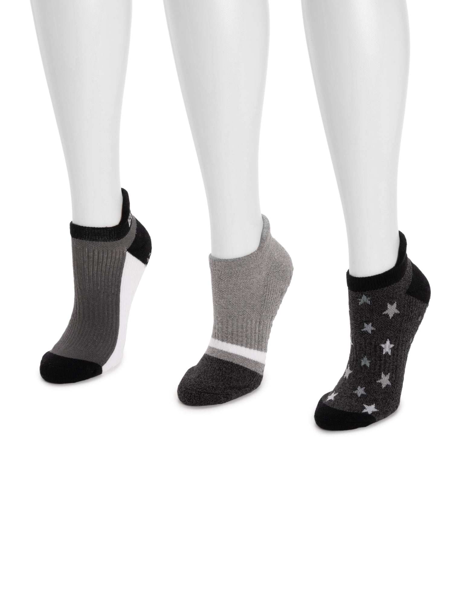MUK LUKS Women's Pilates Cotton Ankle Socks, 3-Pack, Shoe Sizes 6-10