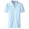 FRENCH TOAST Girls Uniform Polo Shirt (2-Pack) Short Sleeve, Slim Fit, Stretch Pique (Light Blue, XS (4/5)