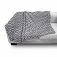 thumbnail image 3 of Grey Chevron Soft Flannel Fleece Throw Blanket, Pastel Sharp Shapes Abstract Herringbone Inspired Geometric, Cozy Plush for Indoor and Outdoor Use, 70" x 90", Azure Blue Baby Pink, by Ambesonne, 3 of 6