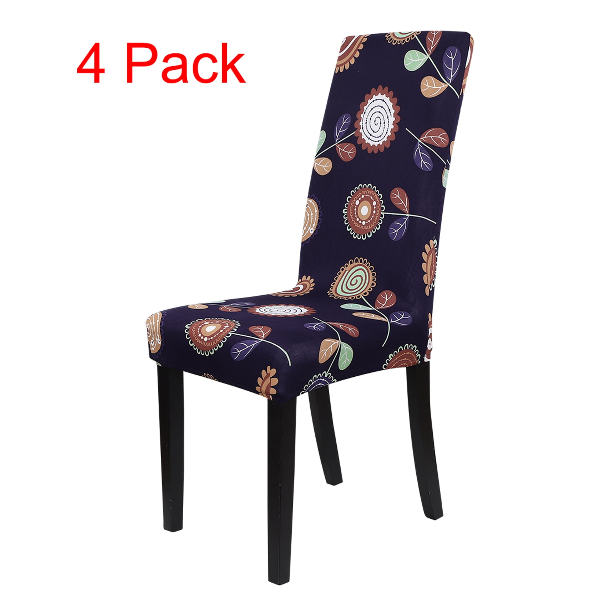 Piccocasa 4 Piece Spandex Dining Room Chair Covers, Elasticity,Dark