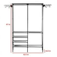 Heavy Duty Portable Garment Rack - Double Rail Clothes Organizer With 2 Shoe Shelves & Hangers, Freestanding For Bedroom (Black, 43.31"W X 57.48"H)