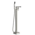 thumbnail image 6 of JERFIT Freestanding Bathtub Faucet with Hand Shower, 360° Rotatable Waterfall Spout, Brushed Nickel Floor Mount Tub Filler for Standard Bathroom, 6 of 9
