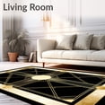 thumbnail image 2 of ODIKA 4'x6' Machine Washable Non-Slip Area Rug, Contemporary with Stunning Black Gold Art Motifs High Traffic Rug, Black, 84798, 2 of 7