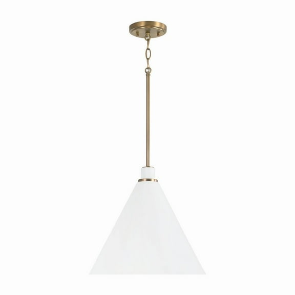 1 Light Pendant In Minimalist Style-13.5 Inches Tall And 15 Inches Wide-Aged Brass/White Finish -Traditional Installation Capital Lighting