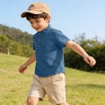 thumbnail image 5 of Landzoo Toddler Boys Girls T-Shirt Solid Color Short Sleeve Mandarin Collar Tops Summer Casual Boys Tees Size 4-5 Years Navy, 5 of 8
