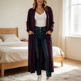 thumbnail image 4 of cocolona Long Cardigan for Women LightWeight Long Sleeve Open Front Outerwear Elegant Solid Color Long Jacket with Pockets, 4 of 6