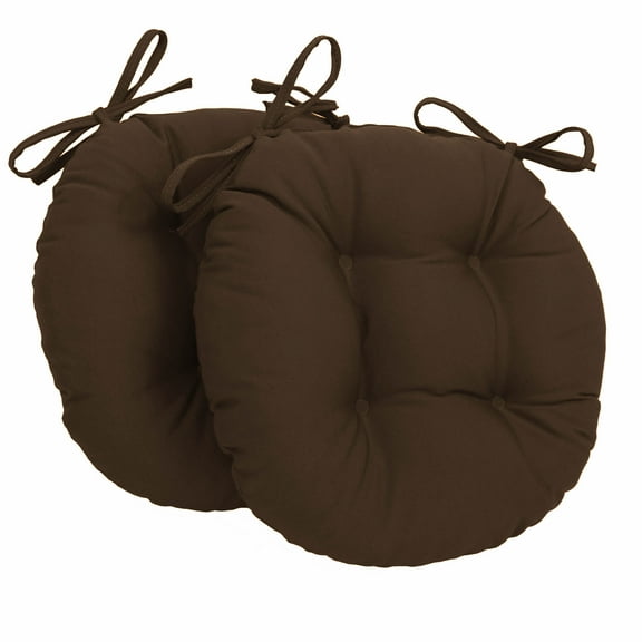 16-inch Solid Twill Round Tufted Chair Cushions (Set of 2) - Chocolate