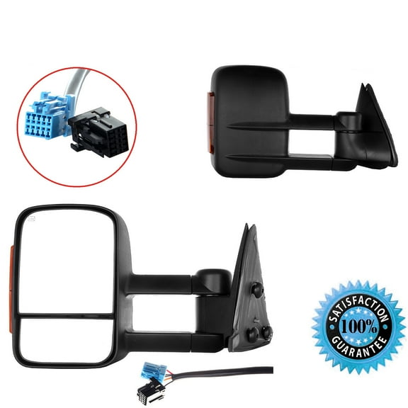 SCITOO Towing Mirrors Tow Mirrors Black Truck Mirrors fit for 2003-2006 for Chevy Silverado 3500/Suburban 1500/2500 Tahoe 1500 HD with Pair LH RH Power Adjusted Heated Turn Signal Light