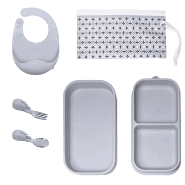 GrowAlong  Silicone Baby Feeding Set - 6 Piece Toddler Supplies