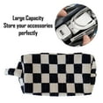 thumbnail image 3 of Hukapapa Bolsa de cosméticos con diseño de cuadros en blanco y negro, bolsa de almacenamiento portátil de gran capacidad, 3 of 5