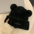 thumbnail image 3 of Cute Bear Knitted Hat For Girls Warm Thick Knit Cap Adorable Winter Headwear For Kids Ski Hat Winter Hates Toboggan with Cushion Cold Cap for Men Warmest Hat Men Winter Hats Womens Hat Trapper Hat for, 3 of 3