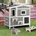 thumbnail image 2 of Costway Casa Exterior para Gatos de 2 Pisos de Madera con Puerta de Escape, 2 of 3