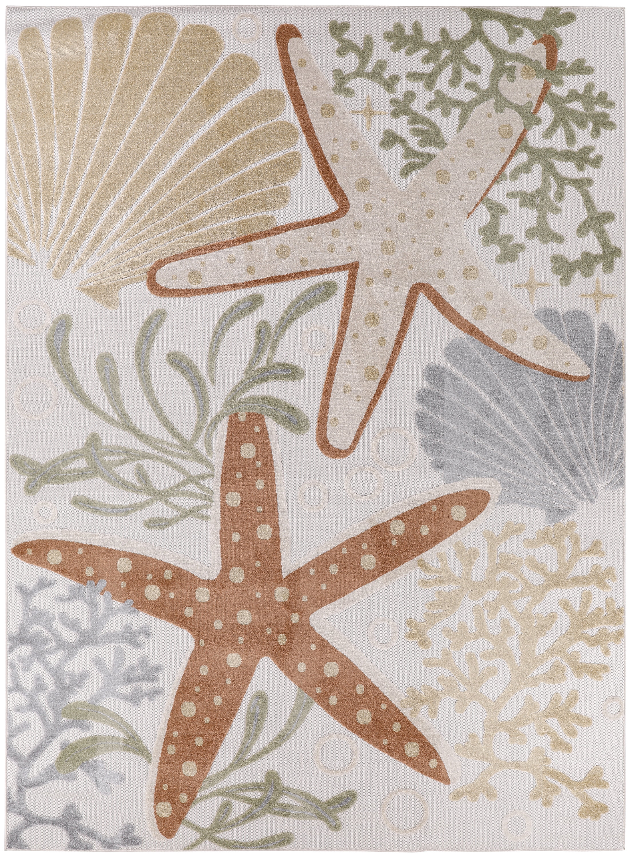 Nourison Aloha Outdoor Ivory Multicolor 7'10" x 10'6" Area Rug (8x11)