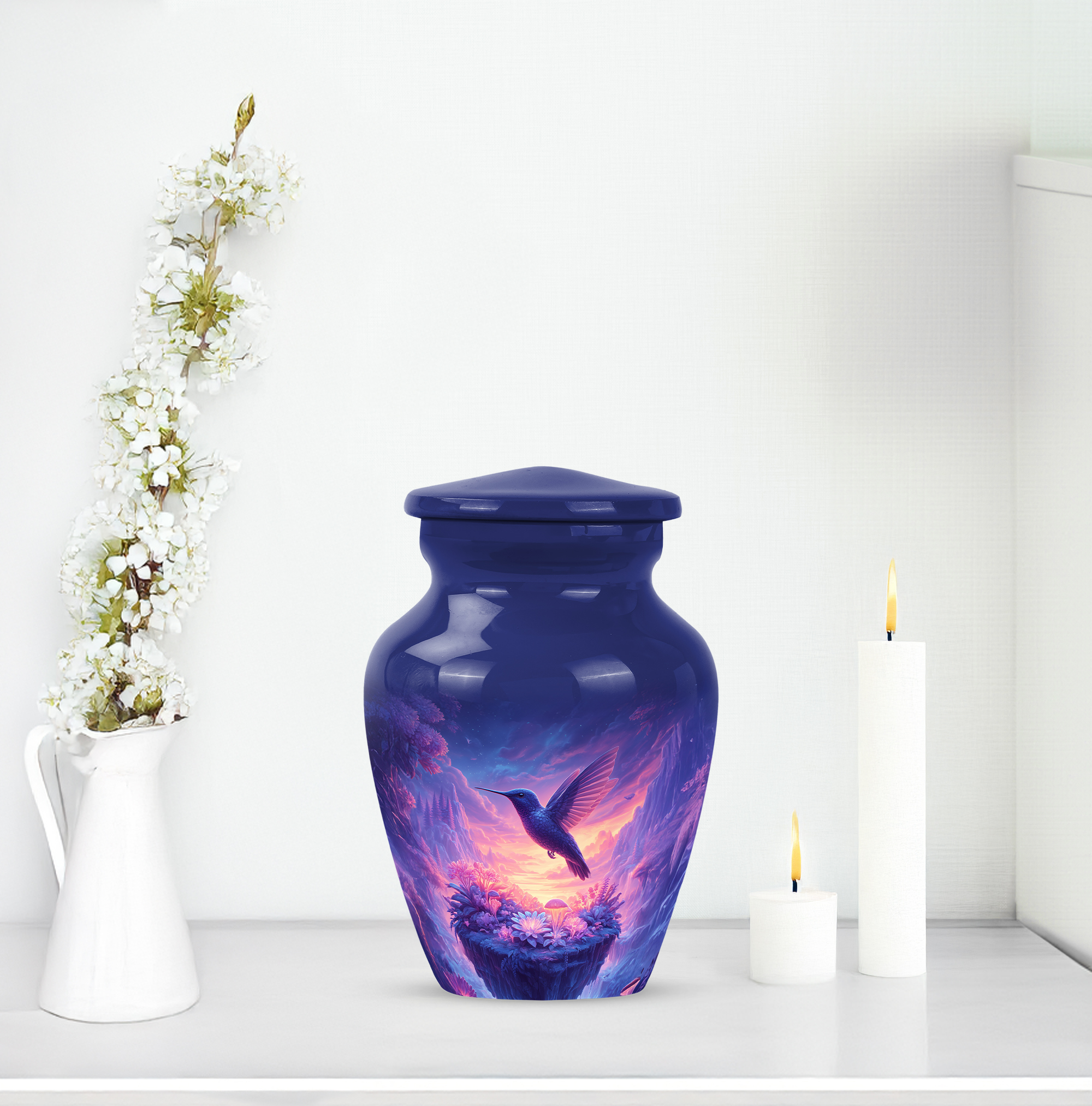 Humming Bird Funeral Urns For Adult For Man - Small Keepsake Memorial Urn For Human Ashes Adult Male - Pink Cremation Urns For Human Ashes - Purple Urn For Cremated Remains 3 Inch