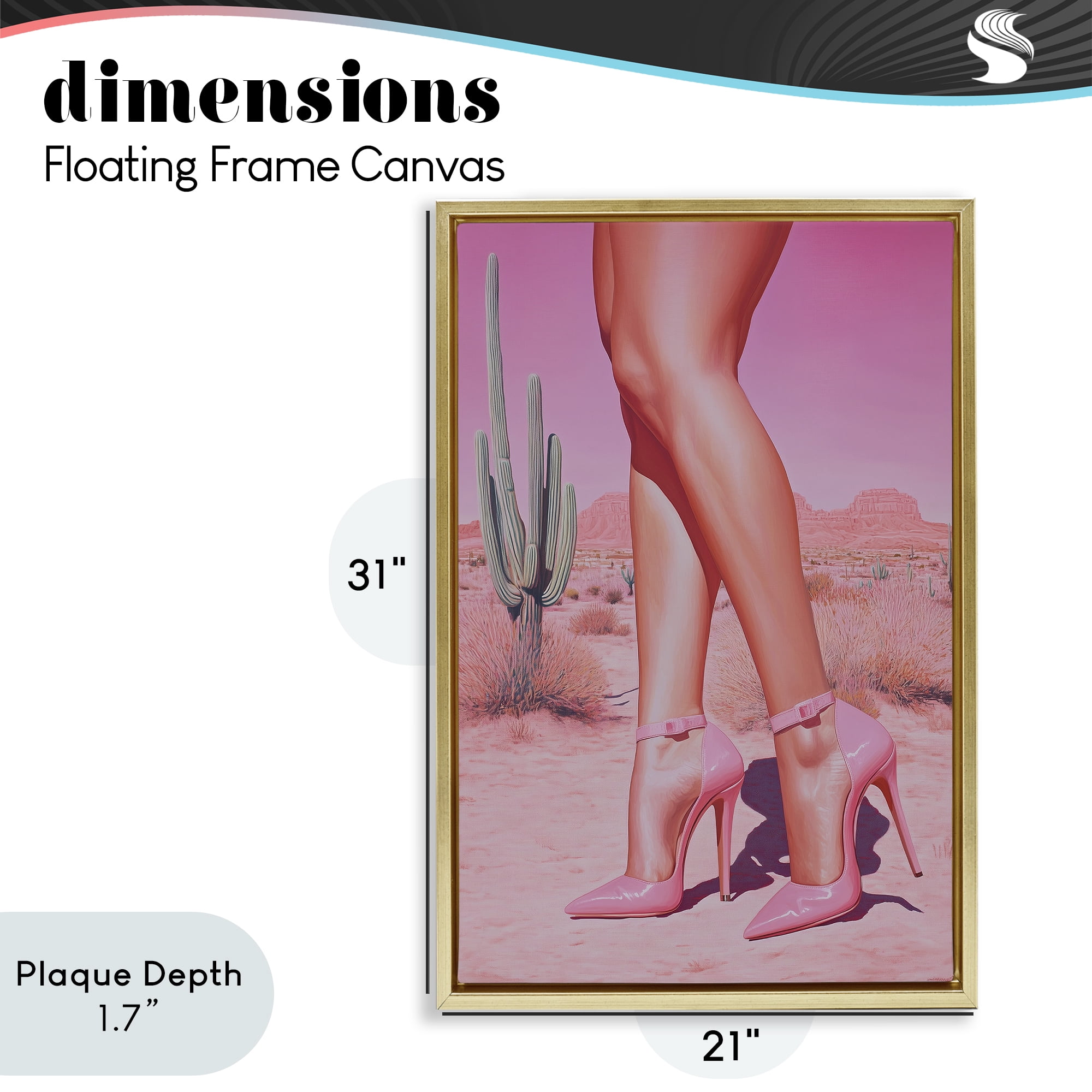 Stupell Industries Desert Heels Cowgirl Gold Framed Floater Canvas Wall Art, design by Heidi Kuntz