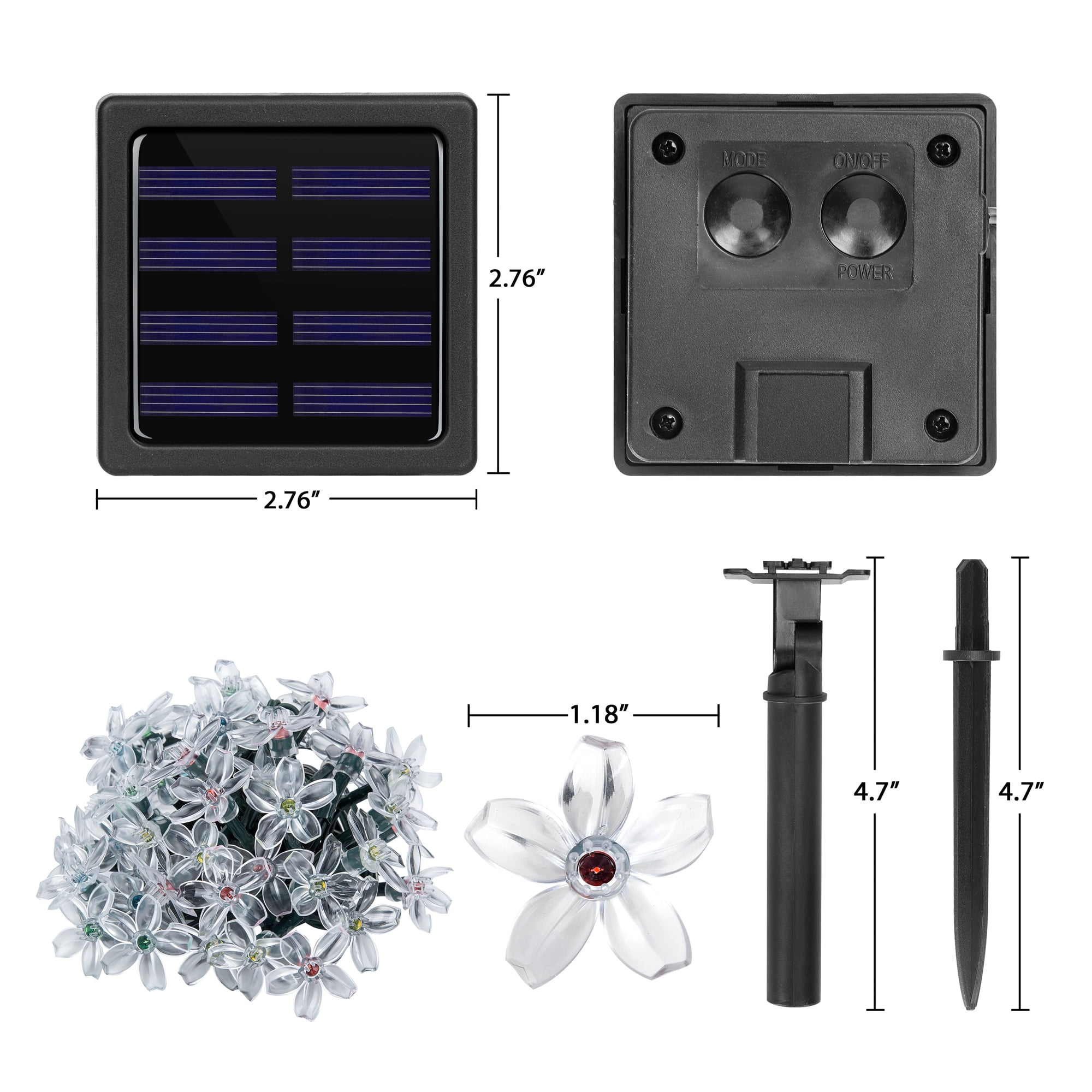 Solpex 2 Pack Solar Flower Strings Lights, Solar Fairy Lights 23 Feet 50 LED Cherry Blossoms String Lights for Outdoor, Home, Lawn, Wedding, Patio, Party and Holiday Decorations-Multicolor