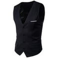 thumbnail image 3 of Blekii Men's Suit Vest V-Neck Slim Fit Formal Waistcoat - Solid Color Design, Lightweight Breathable Fabric - Ideal for Wedding Prom, Business Meeting, Formal Dinner, Professional, 3 of 9