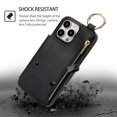 thumbnail image 6 of ELEHOLD Case for iPhone 16 Pro Max, Magnetic Closure Kickstand Zipper Wallet Case with 3 Card Slots & Ring Holder,Shockproof RFID Blocking Phone Case,Black, 6 of 8