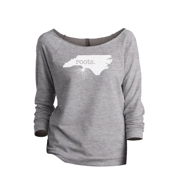 Thread Tank Home Roots State North Carolina NC Women's Slouchy 3/4 Sleeves Raglan Sweatshirt Sport Grey Small