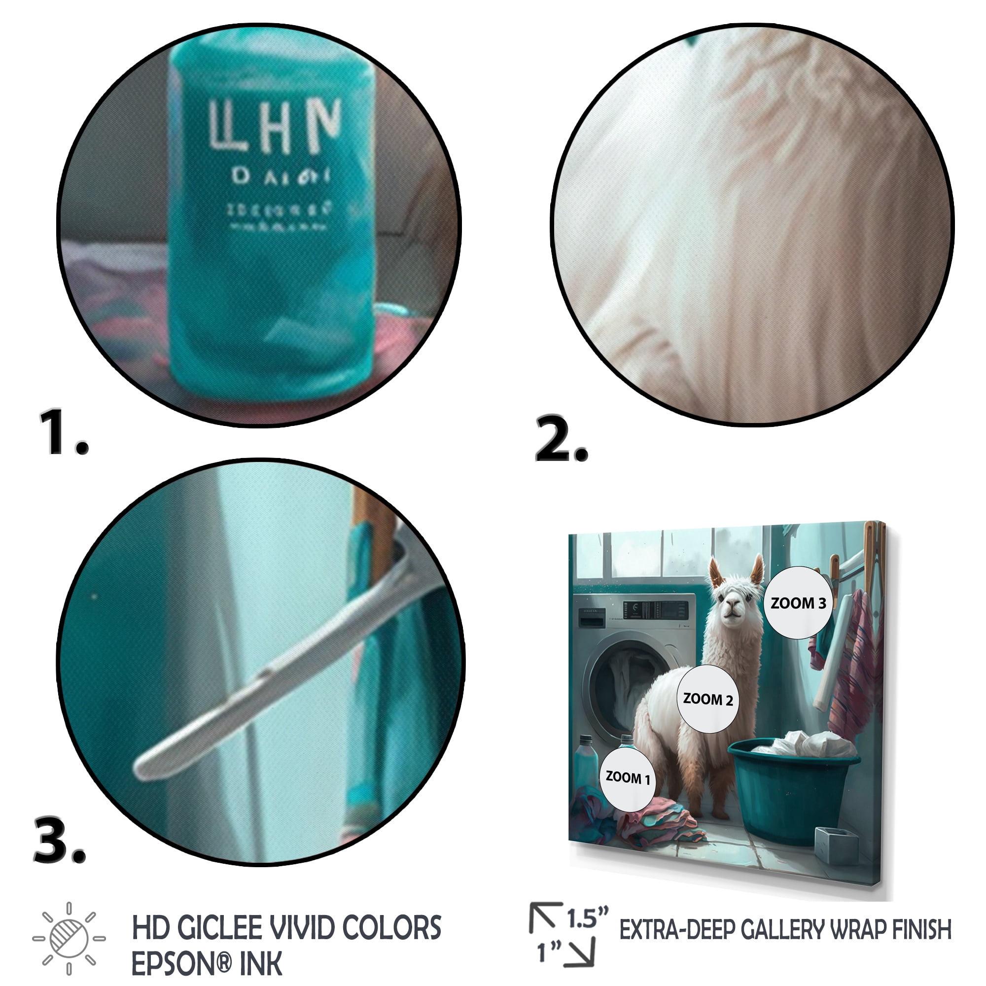 Designart Llama In Laundrey Room Canvas Wall Art