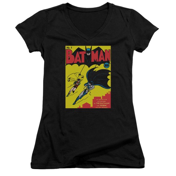 Batman Batman First Junior Women's T-Shirt V-Neck Black