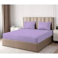 thumbnail image 2 of 7 Piece Bedsheet Sets - 1 Flat Sheet, 1 Fitted Sheet (16 Inch) Deep Pocket, 1 Duvet Cover & 4 Pillowcases - Soft 600TC & Long Staple 100% Egyptian Cotton - Lavender Solid, Cal-King Size., 2 of 9