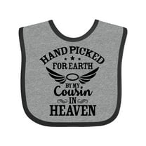 Inktastic Handpicked for Earth by My Cousin in Heaven with Angel Wings Boys or Girls Baby Bib