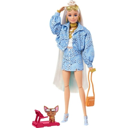UPC: 0194735072569 | Barbie Extra Fashion Doll with Platinum Blonde Hair  Blue Paisley-Print Jacket  Accessories & Pet