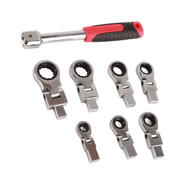 Llave para tubos, llave de trinquete de 8 piezas Llave de cabeza flexible de 180° Llave de trinquete Solución innovadora